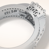 0.79 CT Round Shaped Halo & Triple Pave Moissanite Engagement Ring