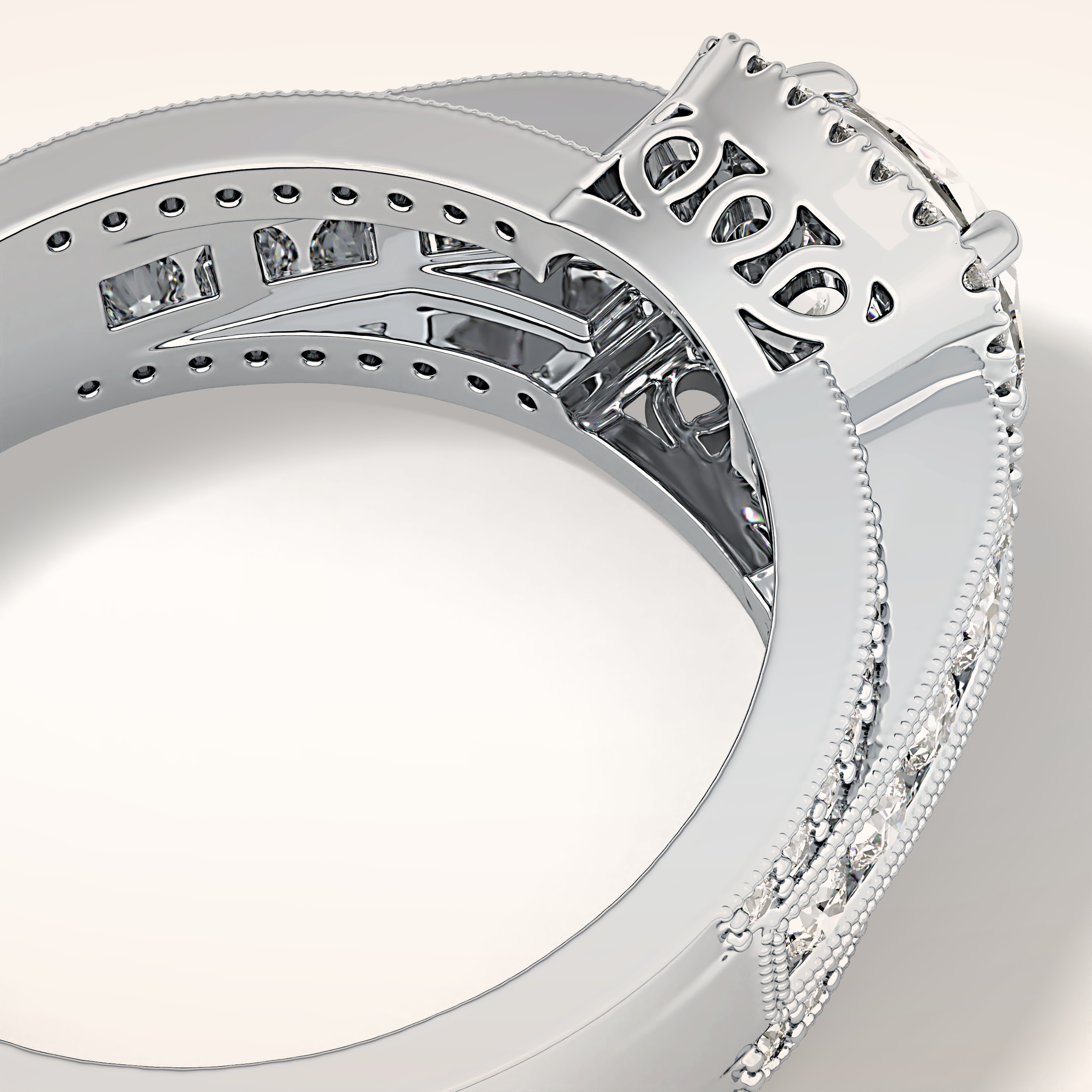 0.79 CT Round Shaped Halo & Triple Pave Moissanite Engagement Ring