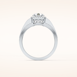 0.79 CT Round Shaped Halo & Triple Pave Moissanite Engagement Ring