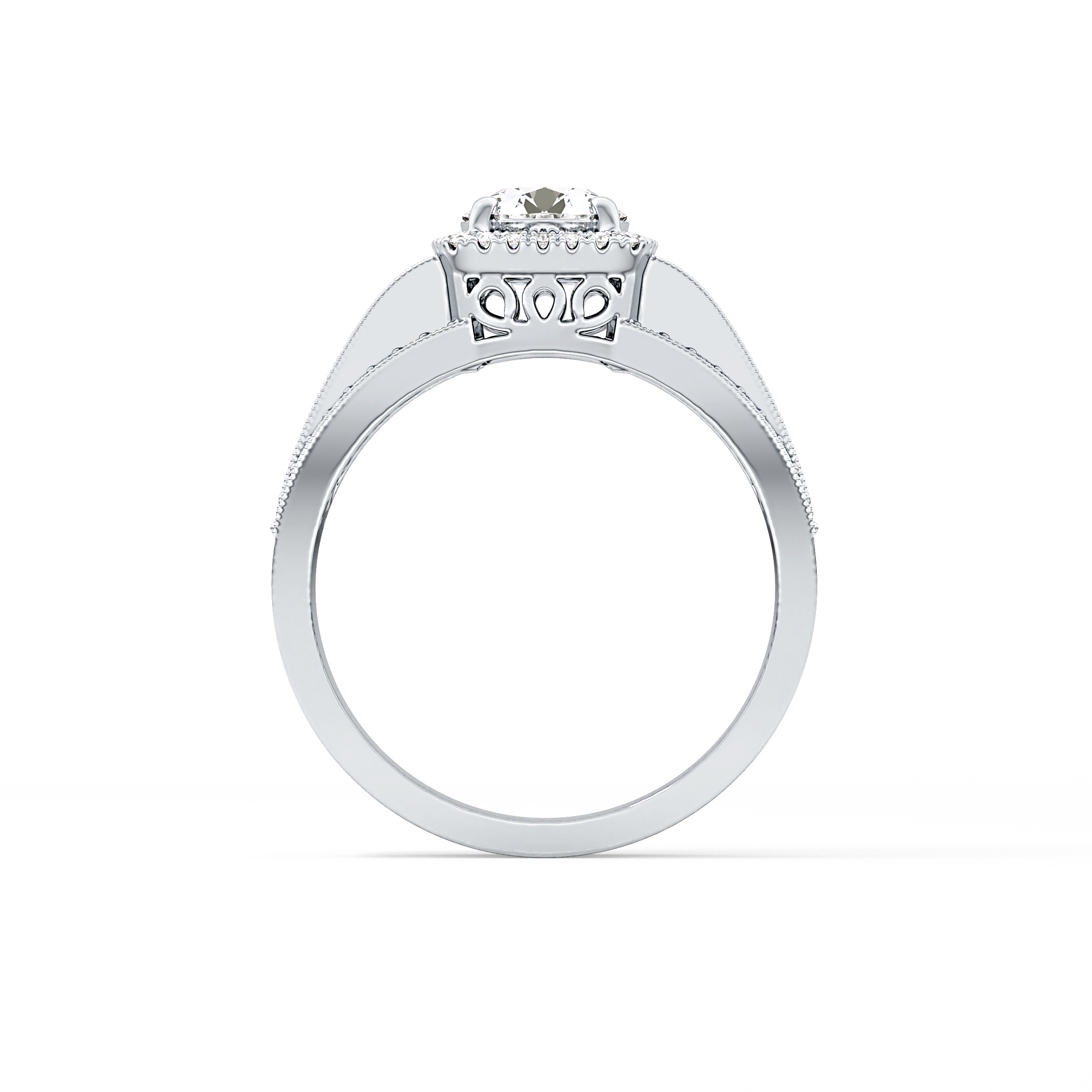 Round Halo & Triple Pave Lab Grown Diamond Engagement Ring