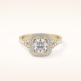 0.79 CT Round Shaped Double Halo & Pave Moissanite Engagement Ring