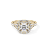 Round Double Halo & Split Shank Pave Lab Grown Diamond Engagement Ring