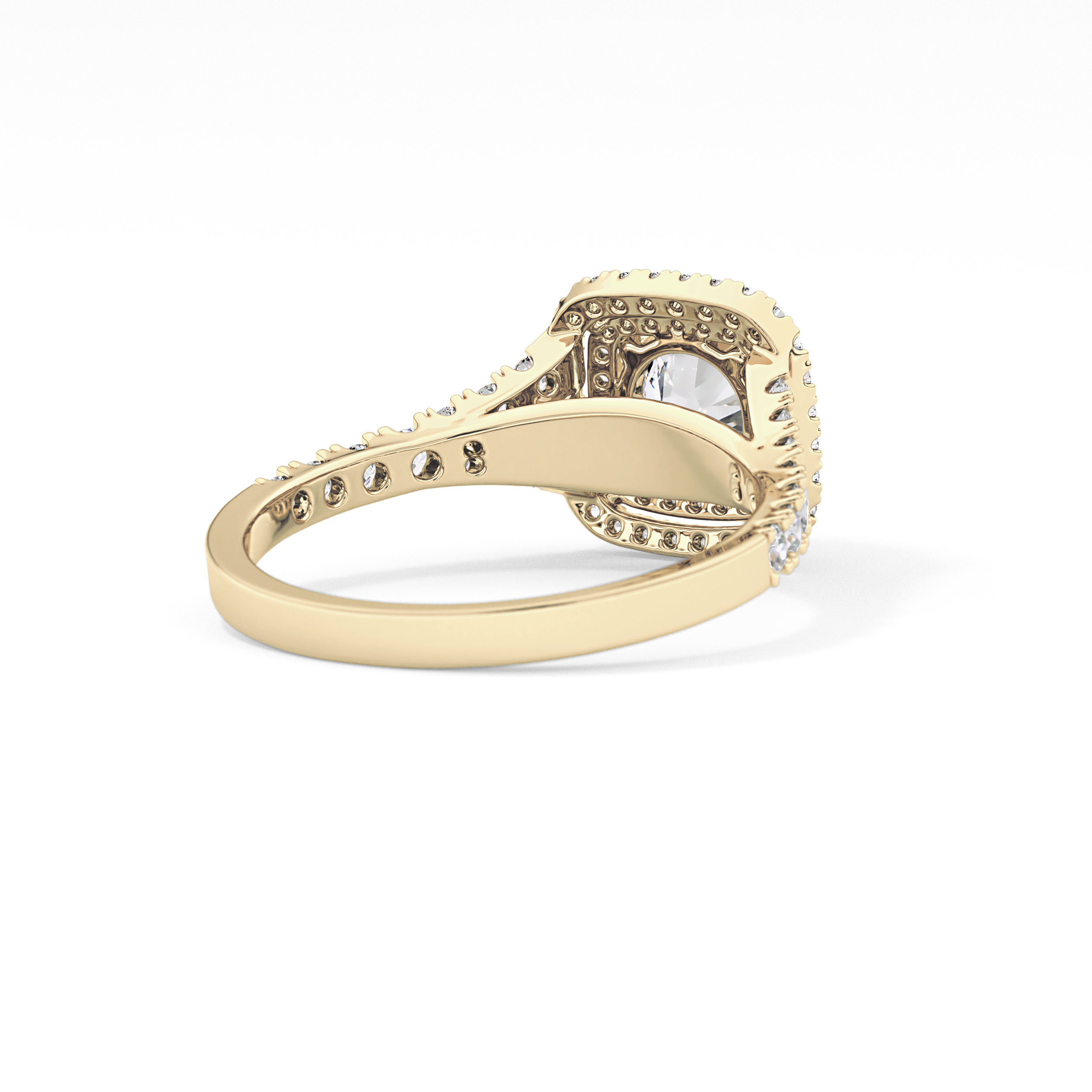 Round Double Halo & Split Shank Pave Lab Grown Diamond Engagement Ring