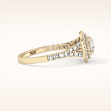 0.79 CT Round Shaped Double Halo & Pave Moissanite Engagement Ring