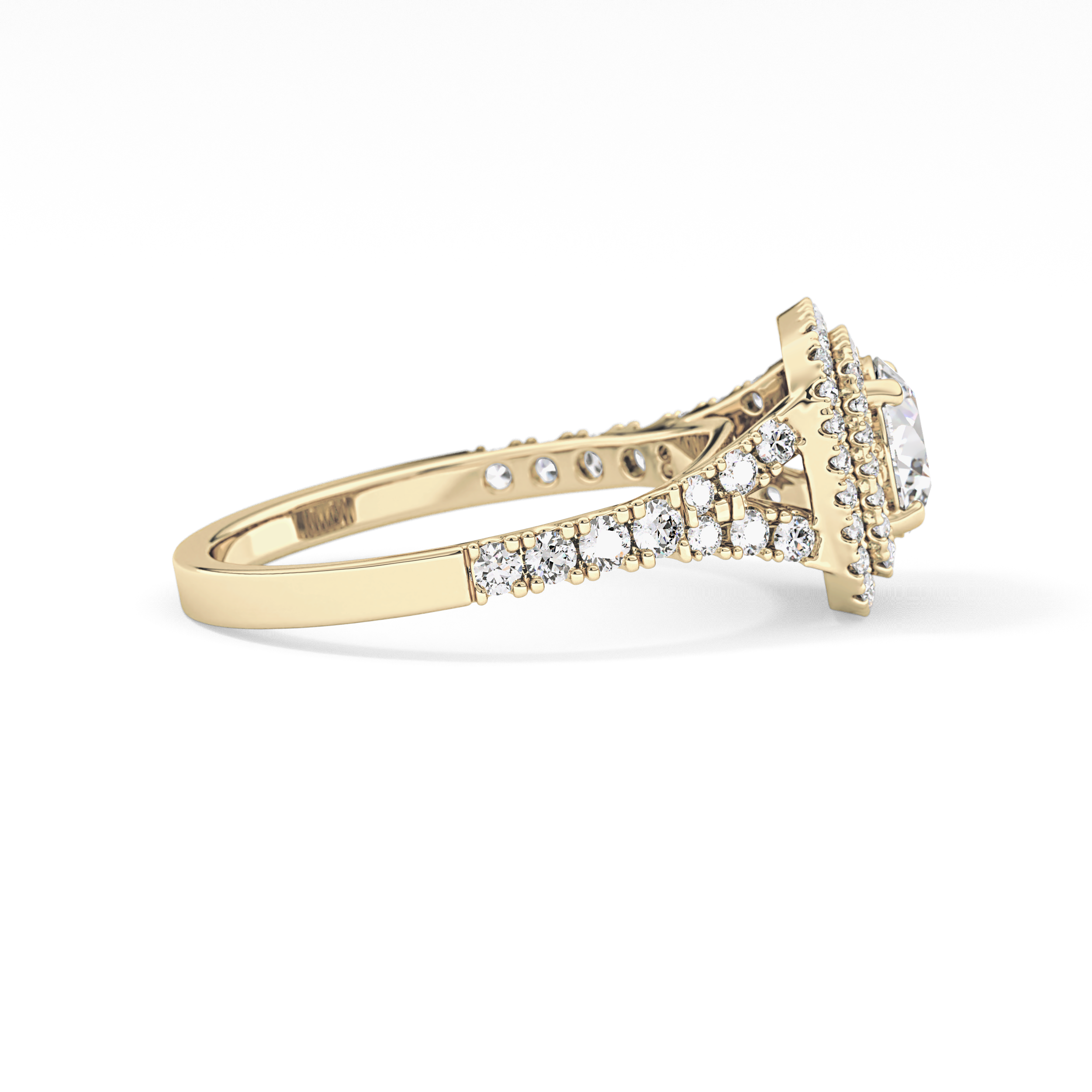 Round Double Halo & Split Shank Pave Lab Grown Diamond Engagement Ring