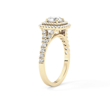 Round Double Halo & Split Shank Pave Lab Grown Diamond Engagement Ring