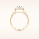 0.79 CT Round Shaped Double Halo & Pave Moissanite Engagement Ring