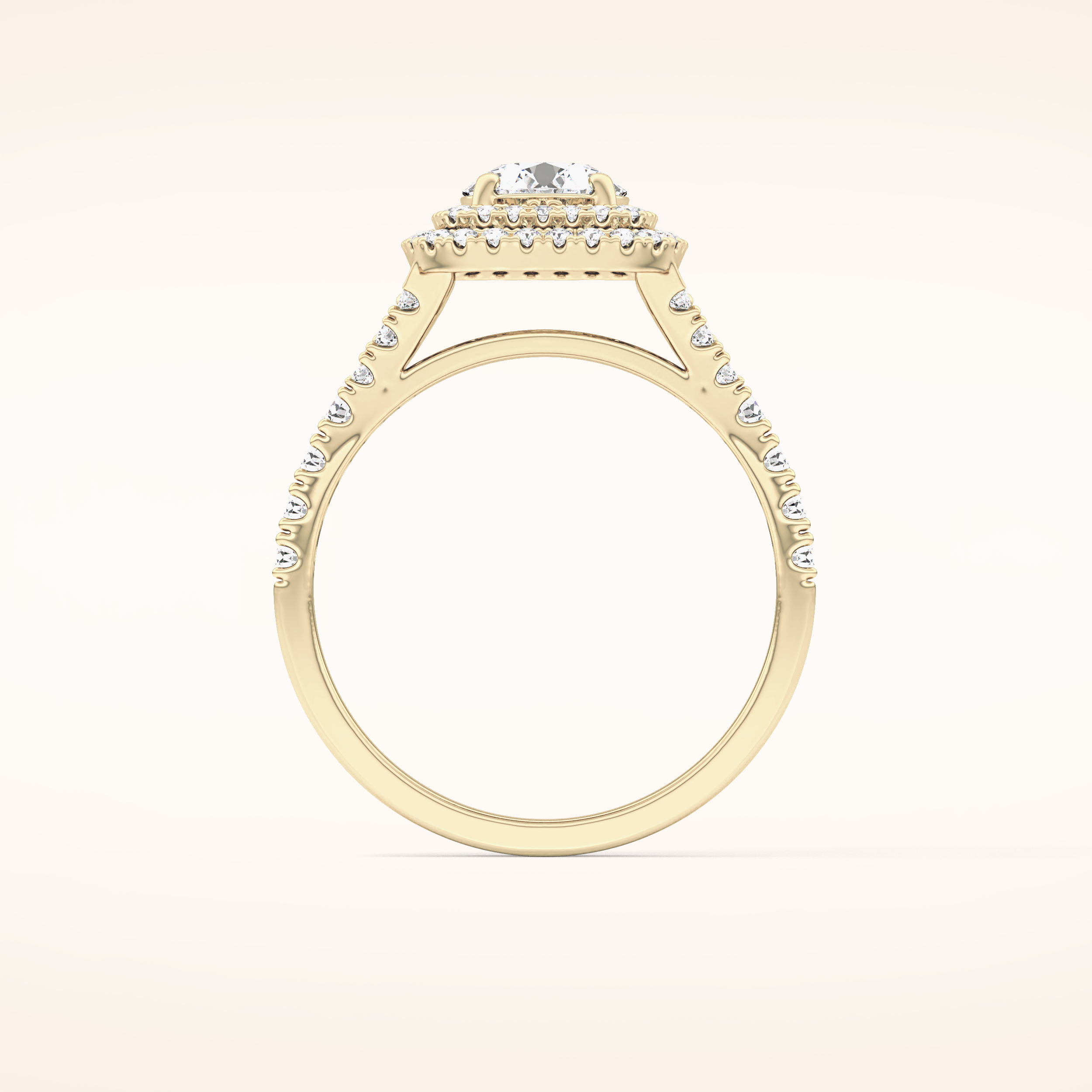 0.79 CT Round Shaped Double Halo & Pave Moissanite Engagement Ring