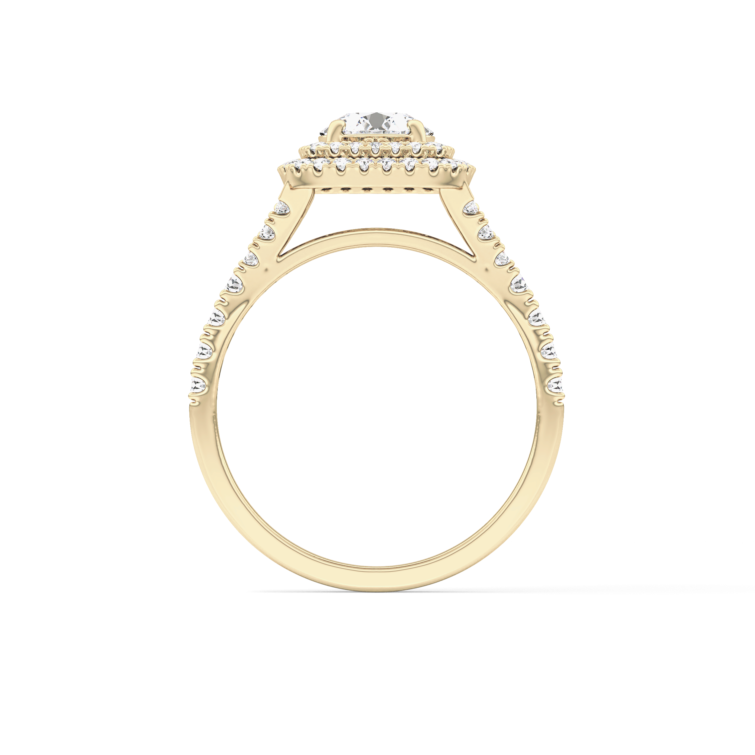 Round Double Halo & Split Shank Pave Lab Grown Diamond Engagement Ring