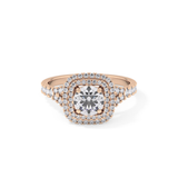 Round Double Halo & Split Shank Pave Lab Grown Diamond Engagement Ring