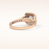 0.79 CT Round Shaped Double Halo & Pave Moissanite Engagement Ring