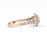 Round Double Halo & Split Shank Pave Lab Grown Diamond Engagement Ring