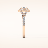 0.79 CT Round Shaped Double Halo & Pave Moissanite Engagement Ring