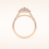 0.79 CT Round Shaped Double Halo & Pave Moissanite Engagement Ring