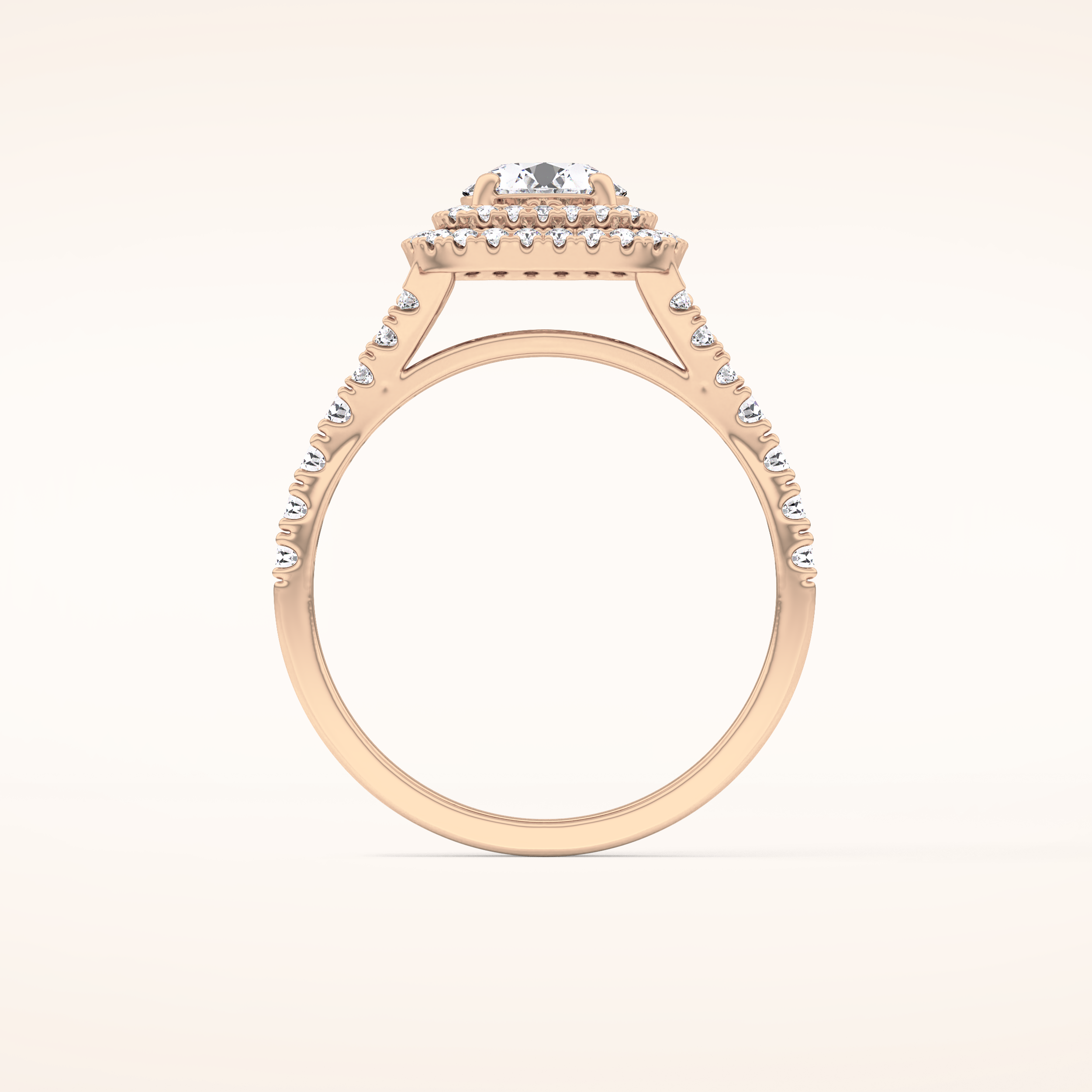 0.79 CT Round Shaped Double Halo & Pave Moissanite Engagement Ring