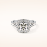 0.79 CT Round Shaped Double Halo & Pave Moissanite Engagement Ring