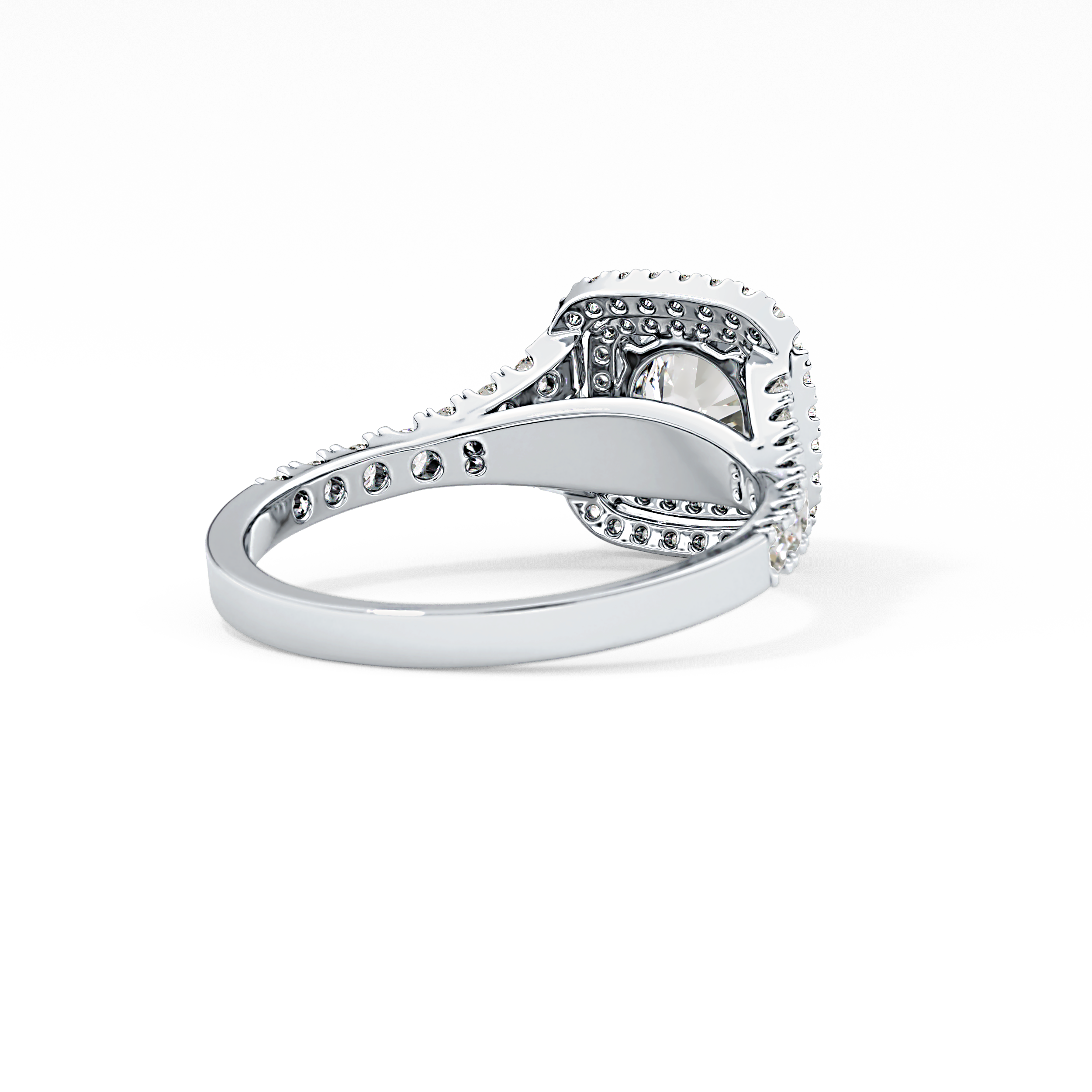 Round Double Halo & Split Shank Pave Lab Grown Diamond Engagement Ring