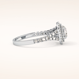 0.79 CT Round Shaped Double Halo & Pave Moissanite Engagement Ring