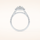 0.79 CT Round Shaped Double Halo & Pave Moissanite Engagement Ring