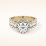 1.28 CT Round Shaped Halo & Triple Pave Moissanite Engagement Ring