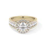 Round Halo & Triple Pave Lab Grown Diamond Engagement Ring