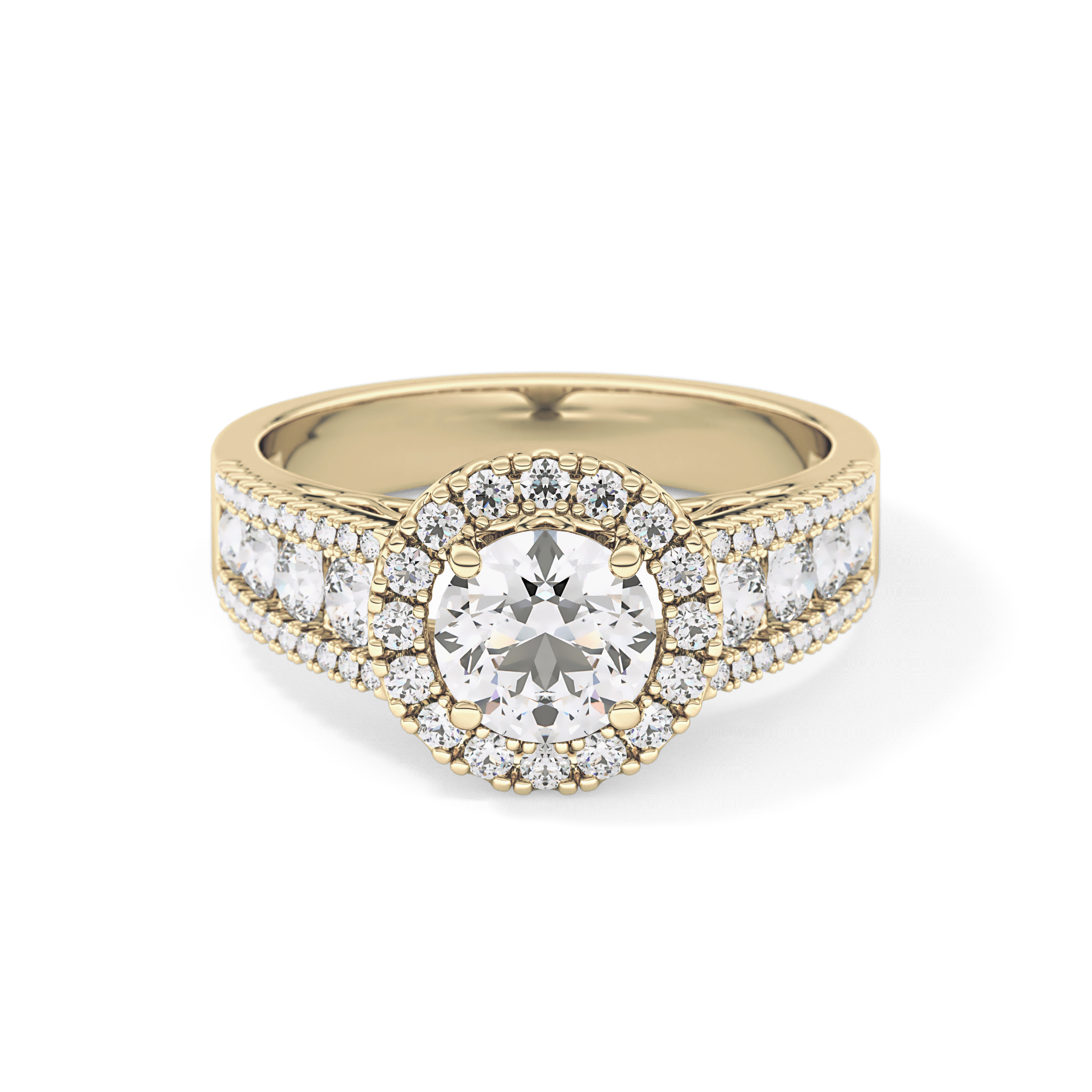 Round Halo & Triple Pave Lab Grown Diamond Engagement Ring