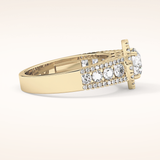 1.28 CT Round Shaped Halo & Triple Pave Moissanite Engagement Ring