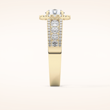 1.28 CT Round Shaped Halo & Triple Pave Moissanite Engagement Ring