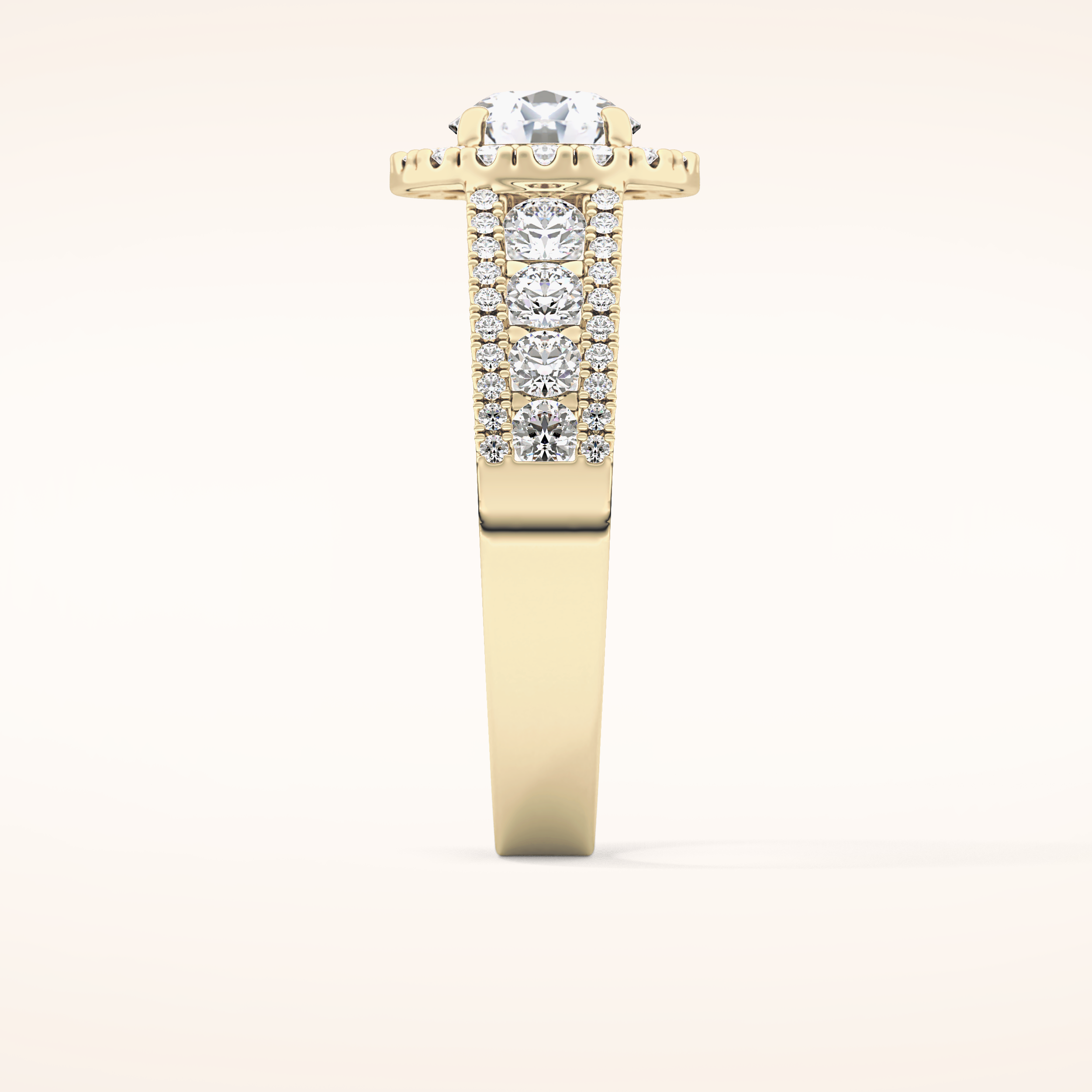 1.28 CT Round Shaped Halo & Triple Pave Moissanite Engagement Ring