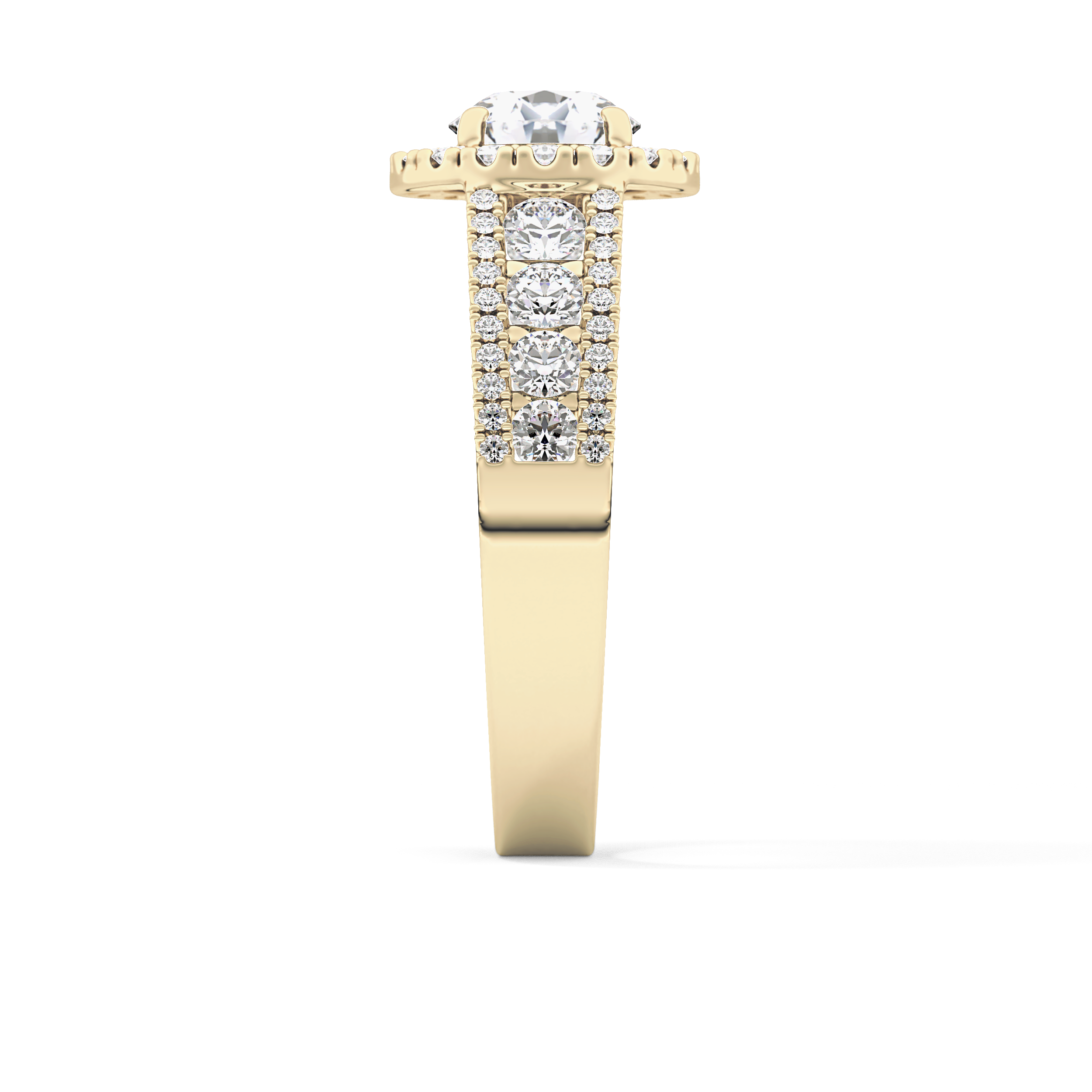 Round Halo & Triple Pave Lab Grown Diamond Engagement Ring