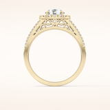 1.28 CT Round Shaped Halo & Triple Pave Moissanite Engagement Ring