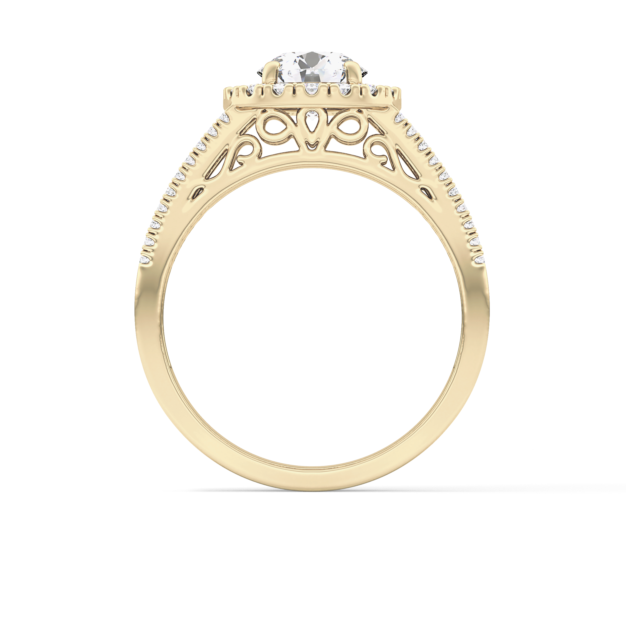 Round Halo & Triple Pave Lab Grown Diamond Engagement Ring