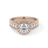 Round Halo & Triple Pave Lab Grown Diamond Engagement Ring