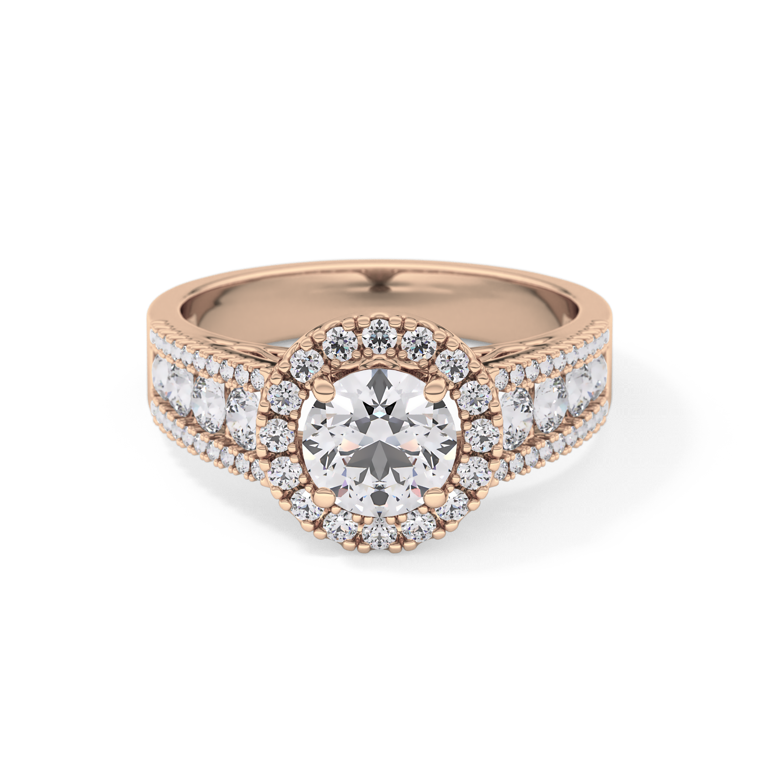 Round Halo & Triple Pave Lab Grown Diamond Engagement Ring