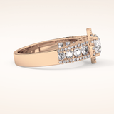 1.28 CT Round Shaped Halo & Triple Pave Moissanite Engagement Ring