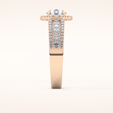 1.28 CT Round Shaped Halo & Triple Pave Moissanite Engagement Ring