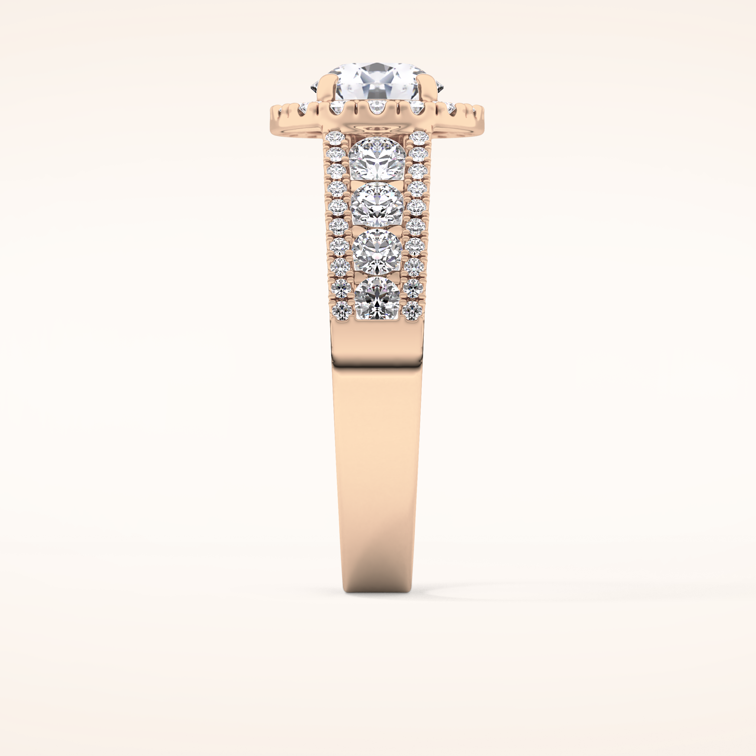 1.28 CT Round Shaped Halo & Triple Pave Moissanite Engagement Ring