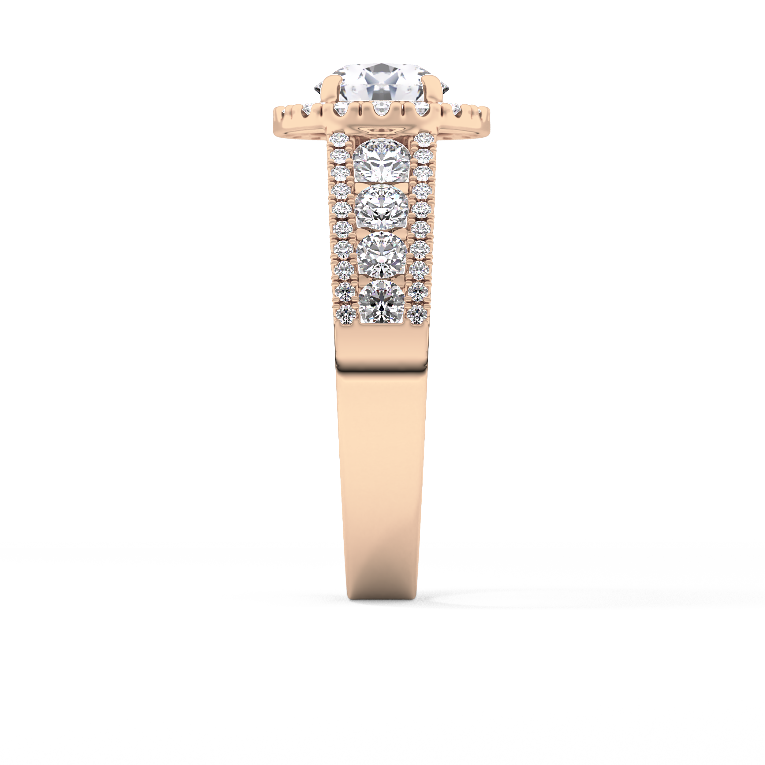 Round Halo & Triple Pave Lab Grown Diamond Engagement Ring
