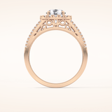 1.28 CT Round Shaped Halo & Triple Pave Moissanite Engagement Ring