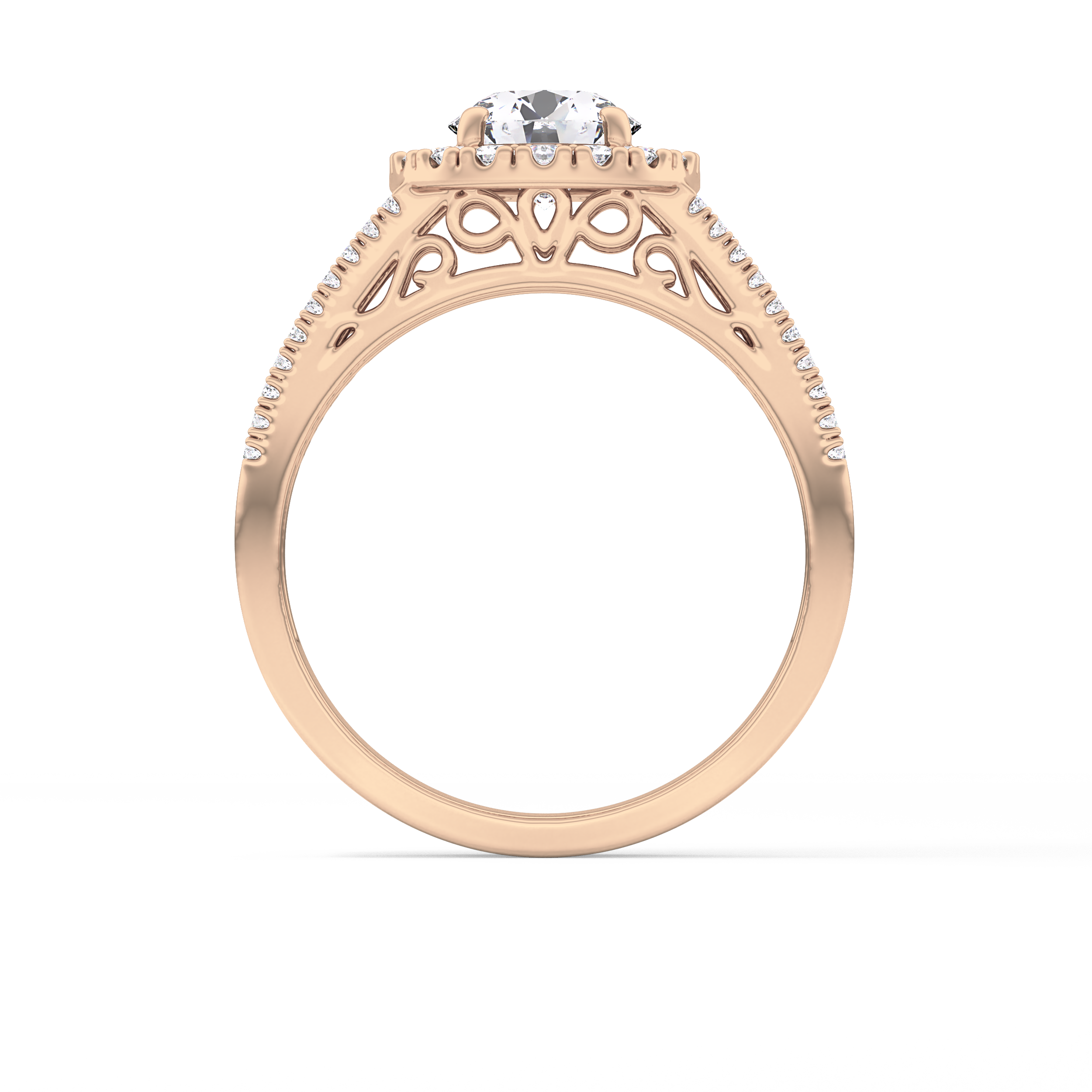 Round Halo & Triple Pave Lab Grown Diamond Engagement Ring