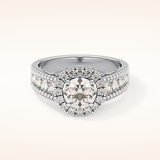 1.28 CT Round Shaped Halo & Triple Pave Moissanite Engagement Ring