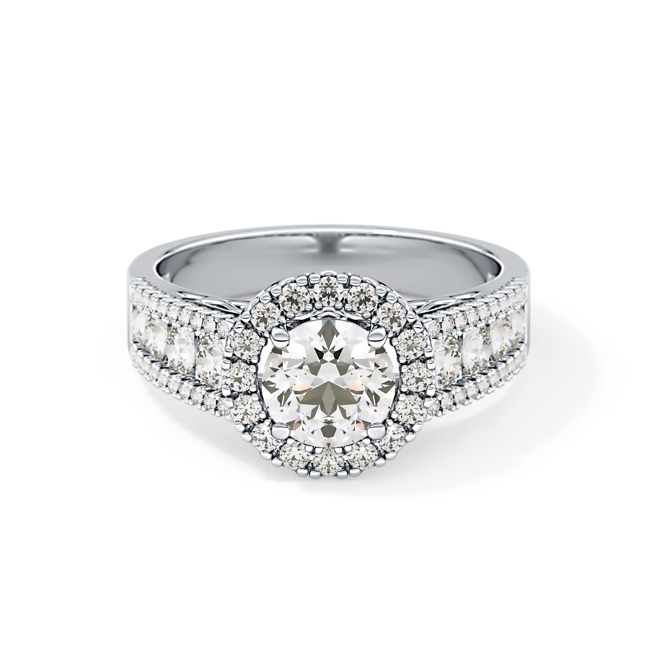 Round Halo & Triple Pave Lab Grown Diamond Engagement Ring