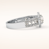 1.28 CT Round Shaped Halo & Triple Pave Moissanite Engagement Ring