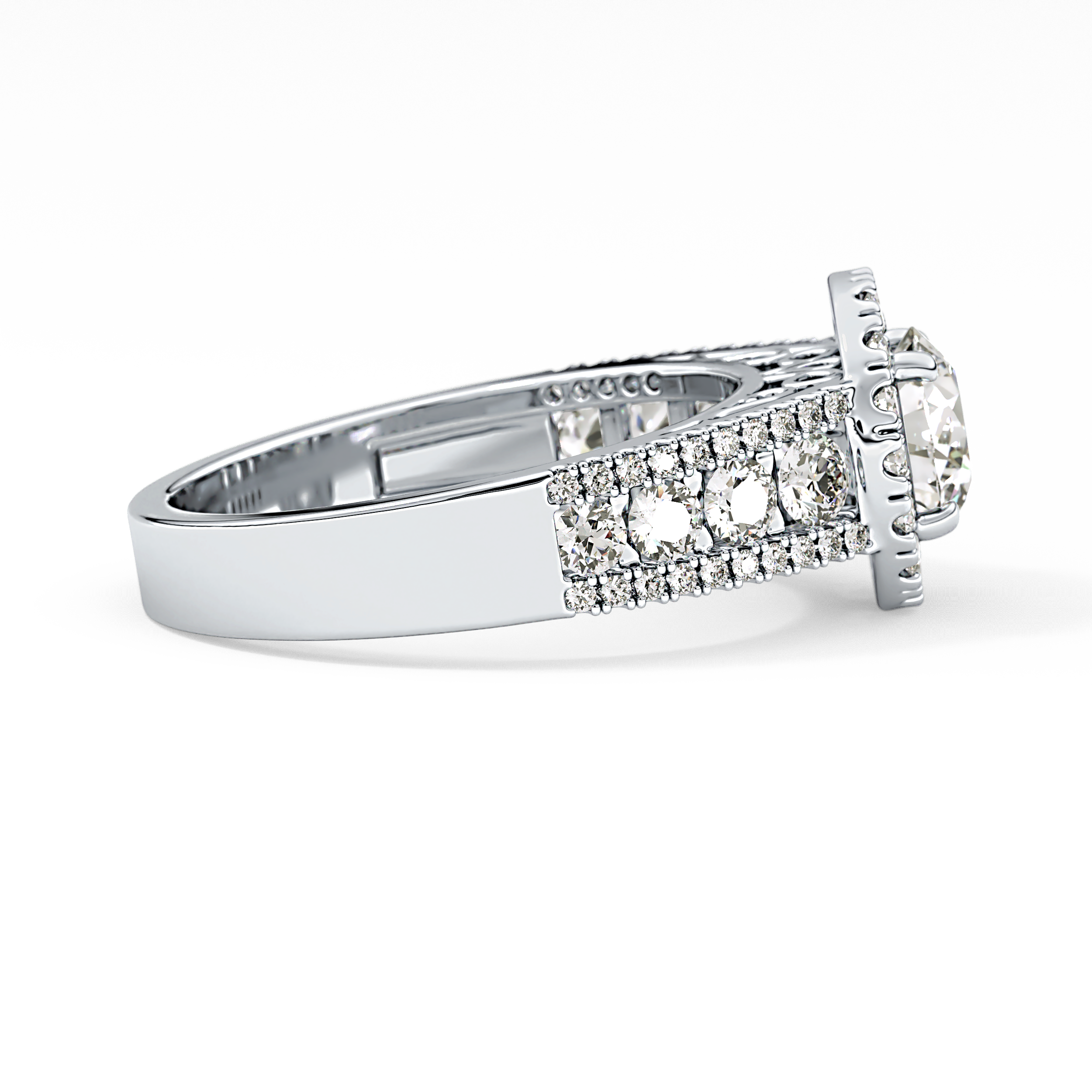 Round Halo & Triple Pave Lab Grown Diamond Engagement Ring