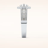 1.28 CT Round Shaped Halo & Triple Pave Moissanite Engagement Ring