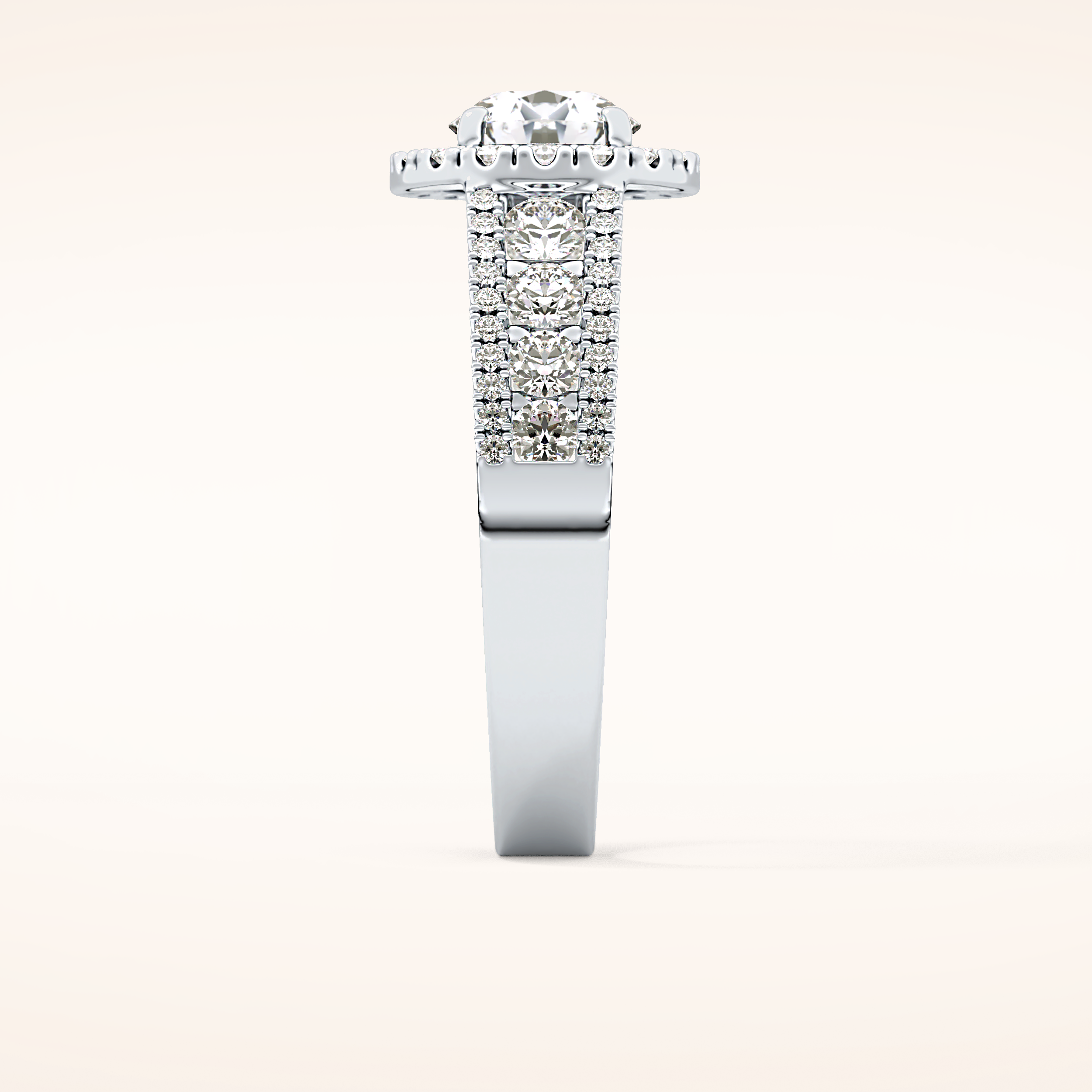 1.28 CT Round Shaped Halo & Triple Pave Moissanite Engagement Ring