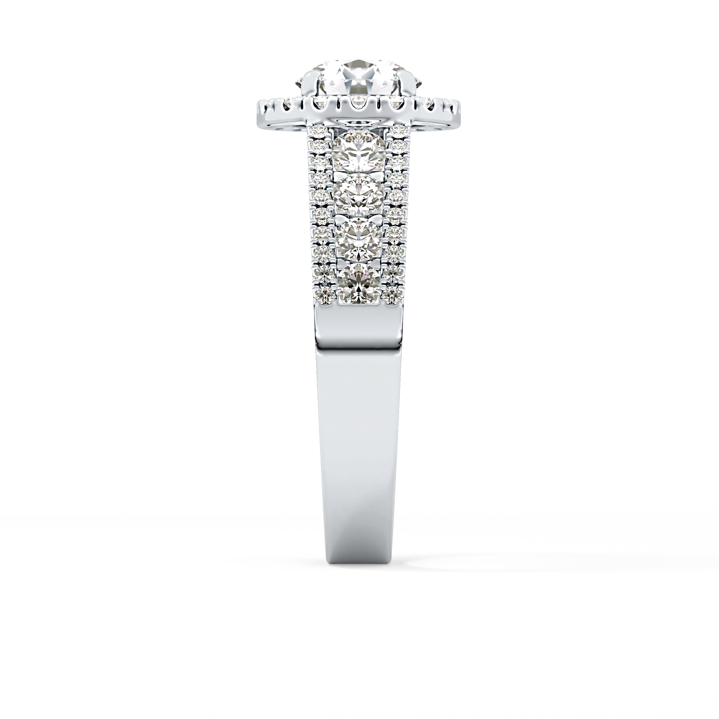 Round Halo & Triple Pave Lab Grown Diamond Engagement Ring
