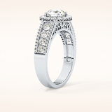 1.28 CT Round Shaped Halo & Triple Pave Moissanite Engagement Ring