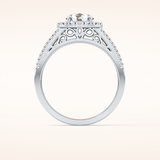 1.28 CT Round Shaped Halo & Triple Pave Moissanite Engagement Ring