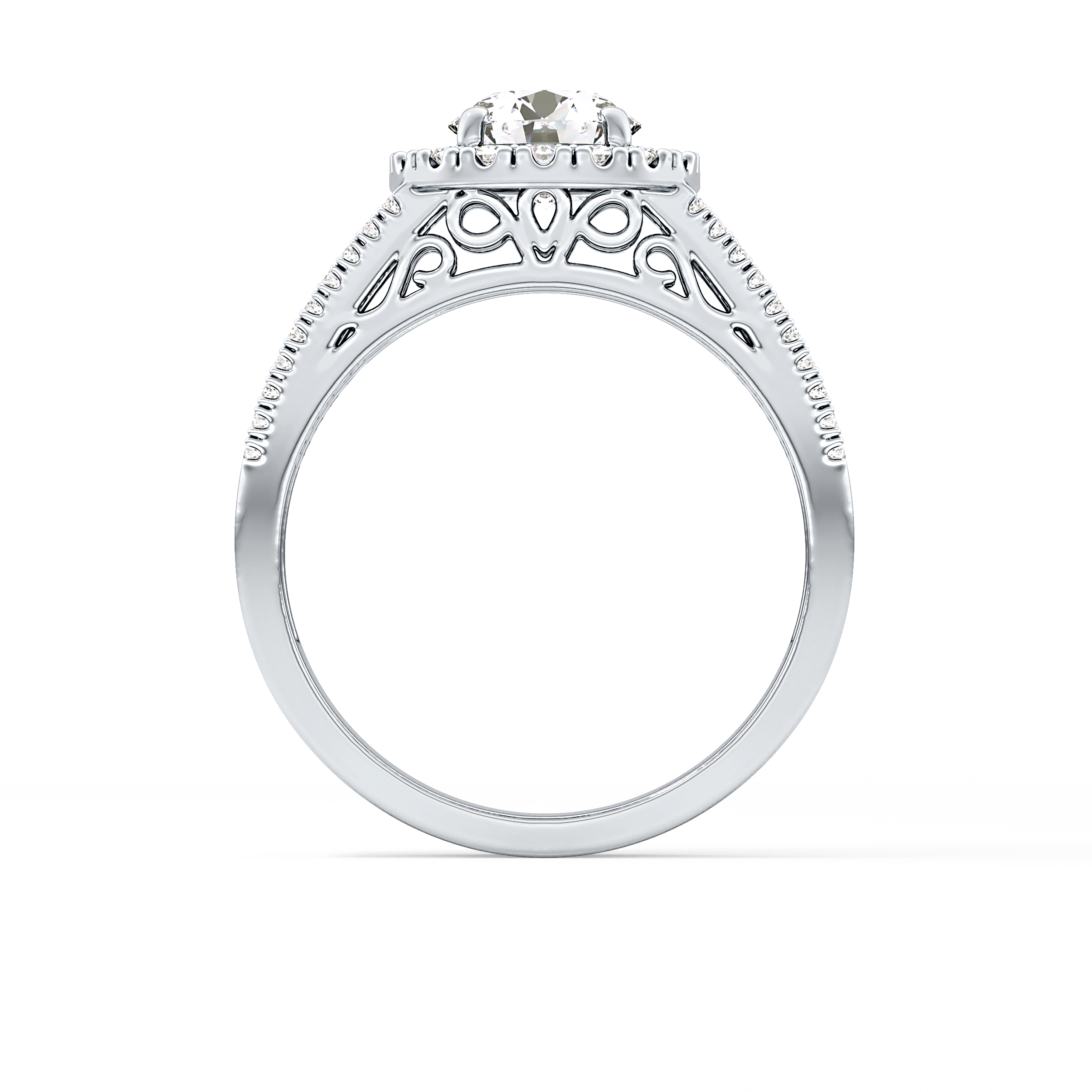 Round Halo & Triple Pave Lab Grown Diamond Engagement Ring